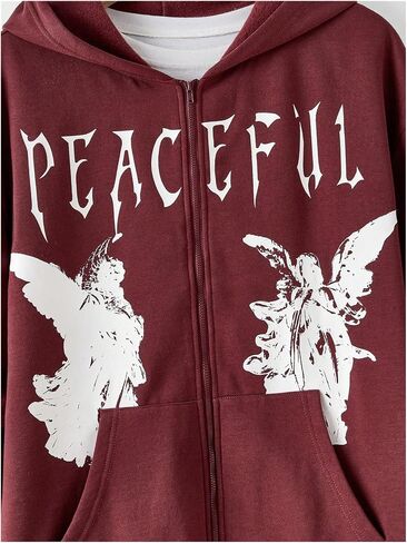 SOLY HUX Men's Graphic Zip Up Hoodies Jacket Angel Letter Print Long Sleeve Pocket Sweatshirt in Saudi Arabia