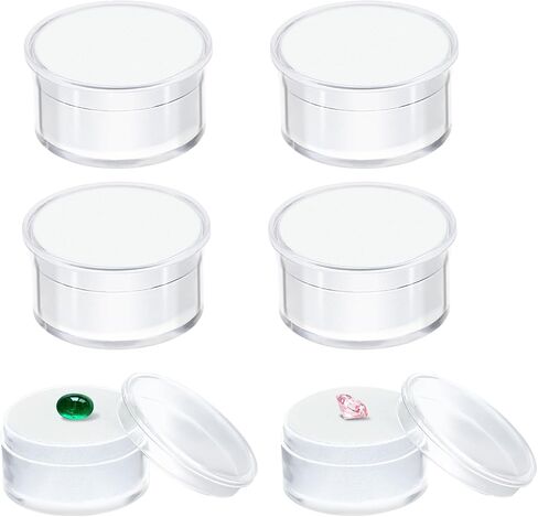 Prasacco 6 Pcs Small Loose Diamond Gemstone Display Case, Small Display Box for Jewelry Round Jewelry Show Box Clear Jewelry Organizer Container with Clear Top Lids and Sponge For Collectibles Crystal in Saudi Arabia