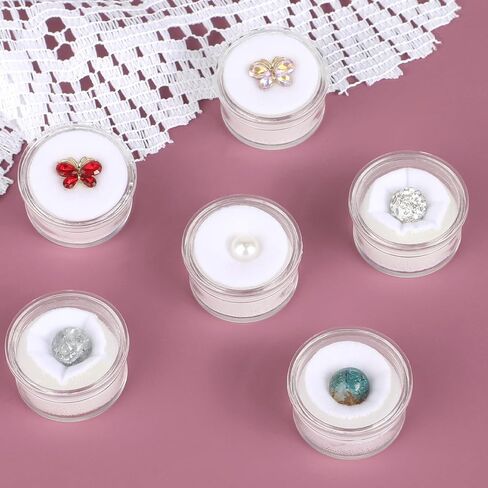Prasacco 6 Pcs Small Loose Diamond Gemstone Display Case, Small Display Box for Jewelry Round Jewelry Show Box Clear Jewelry Organizer Container with Clear Top Lids and Sponge For Collectibles Crystal in Saudi Arabia