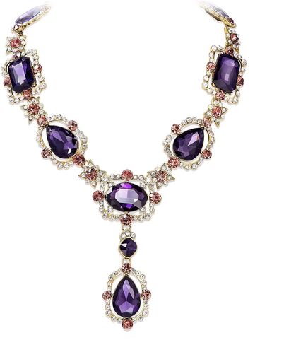 Flyonce Rhinestone Crystal Art Deco Costume Jewelry Bib Statement Chunky Collar Necklace for Women Girls in Saudi Arabia