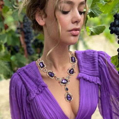 Flyonce Rhinestone Crystal Art Deco Costume Jewelry Bib Statement Chunky Collar Necklace for Women Girls in Saudi Arabia
