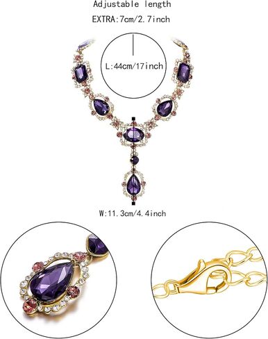 Flyonce Rhinestone Crystal Art Deco Costume Jewelry Bib Statement Chunky Collar Necklace for Women Girls in Saudi Arabia
