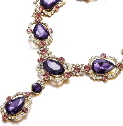 Flyonce Rhinestone Crystal Art Deco Costume Jewelry Bib Statement Chunky Collar Necklace for Women Girls in Saudi Arabia