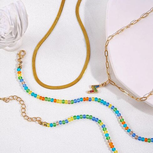 Boho Beaded Necklace Layered Pendant Necklace Natural Stone Handmade Necklace Jewelry Gifts for Women Girls in Kuwait