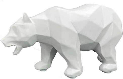 SMRTHMRT Abstract Geometric Sculptures,Creative Animals/Bear Statues Collectible Figurines for Home Office Decor Yards Garden Ornaments (White) in Saudi Arabia