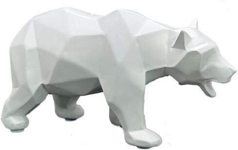 SMRTHMRT Abstract Geometric Sculptures,Creative Animals/Bear Statues Collectible Figurines for Home Office Decor Yards Garden Ornaments (White) in Saudi Arabia