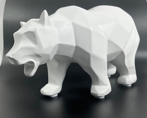 SMRTHMRT Abstract Geometric Sculptures,Creative Animals/Bear Statues Collectible Figurines for Home Office Decor Yards Garden Ornaments (White) in Saudi Arabia