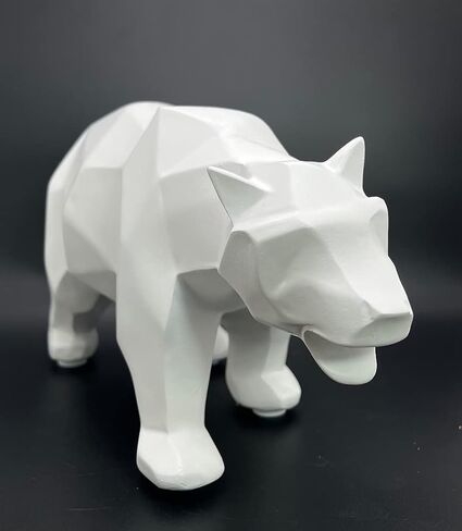 SMRTHMRT Abstract Geometric Sculptures,Creative Animals/Bear Statues Collectible Figurines for Home Office Decor Yards Garden Ornaments (White) in Saudi Arabia
