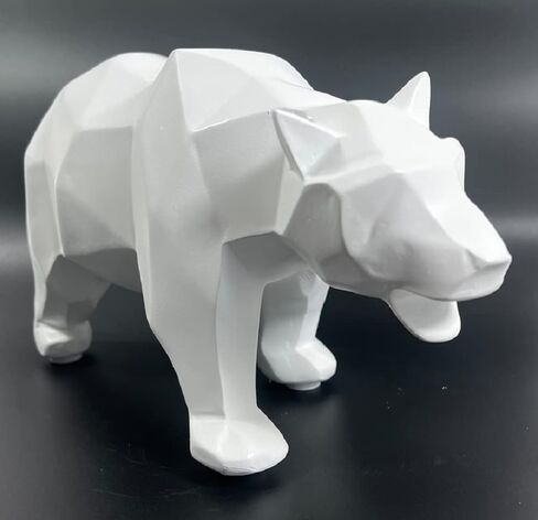 SMRTHMRT Abstract Geometric Sculptures,Creative Animals/Bear Statues Collectible Figurines for Home Office Decor Yards Garden Ornaments (White) in Saudi Arabia
