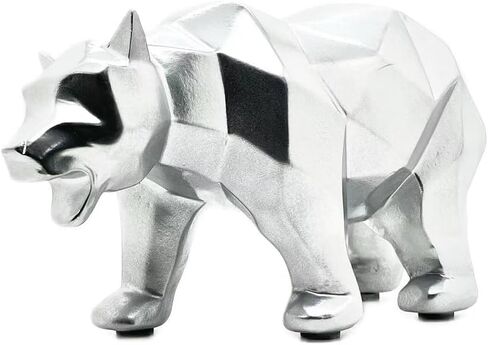 SMRTHMRT Abstract Geometric Sculptures,Creative Animals/Bear Statues Collectible Figurines for Home Office Decor Yards Garden Ornaments (White) in Saudi Arabia