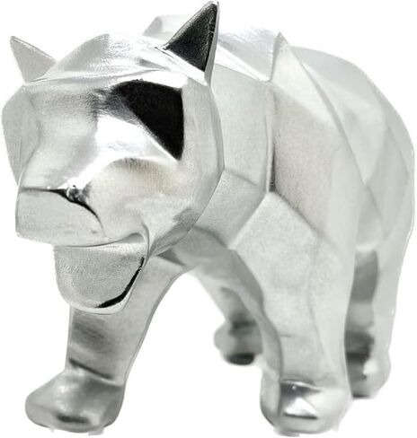 SMRTHMRT Abstract Geometric Sculptures,Creative Animals/Bear Statues Collectible Figurines for Home Office Decor Yards Garden Ornaments (White) in Saudi Arabia