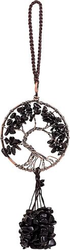 Car Accessories Natural Amethyst Tree of Life Winding Chip Tree of Life Charm Healing Crystal Stone Rearview Mirror Accessories Home Wall Hanging Meditation Decoration in Saudi Arabia