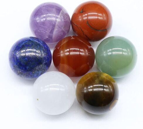 بلورات الشفاء من أحجار الشاكرا - أحجار الريكي العلاجية لموازنة الشاكرات، العلاج الكريستالي، التأمل، الريكي، أو كأحجار الإبهام، أحجار النخيل، أحجار القلق، مجموعة من 7 (شكل دائري) in Kuwait