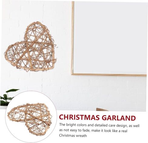 IMIKEYA 2pcs Rustic Wicker Rattan Heart Christmas Heart Wreath Twig Garland DIY Vine Wreath Rattan Heart Wreath Wall Hanging Decor Takraw Craft Decoration Outdoor Decor Wooden Branch in Saudi Arabia