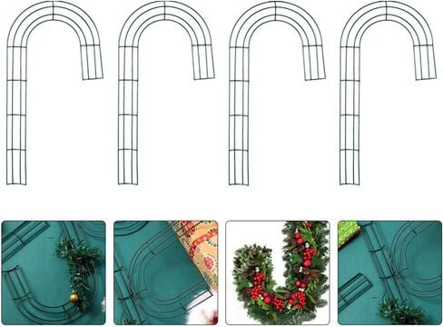 Milisten 4Pcs Christmas Cane Wreath Frame, Iron Wire Wreath Frame for Christmas, New Year Valentines Party Decoration in Saudi Arabia