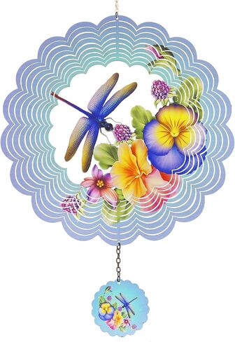 دوارات الرياح المعدنية اليعسوب - هدايا للنساء والأم والجدة والزوجة، دوارة الرياح المعلقة للديكورات الخارجية والداخلية، بعرض 30.48 سم، وطول 53.34 سم، دوارة الرياح لهدايا زينة عيد الميلاد in Kuwait