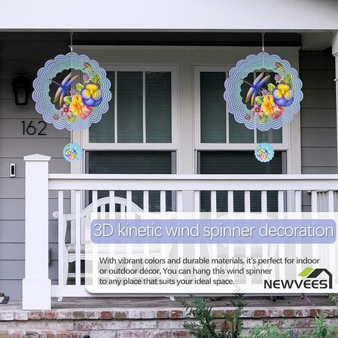 دوارات الرياح المعدنية اليعسوب - هدايا للنساء والأم والجدة والزوجة، دوارة الرياح المعلقة للديكورات الخارجية والداخلية، بعرض 30.48 سم، وطول 53.34 سم، دوارة الرياح لهدايا زينة عيد الميلاد in Kuwait