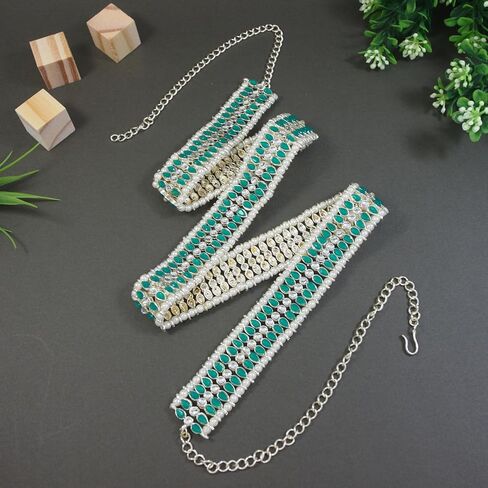 I Jewels 18K Gold Plated Indian Wedding Bollywood Kundan & Pearl Studded Adjustable Kamarband/Belly Chain For Women/Girls (B032) in Kuwait