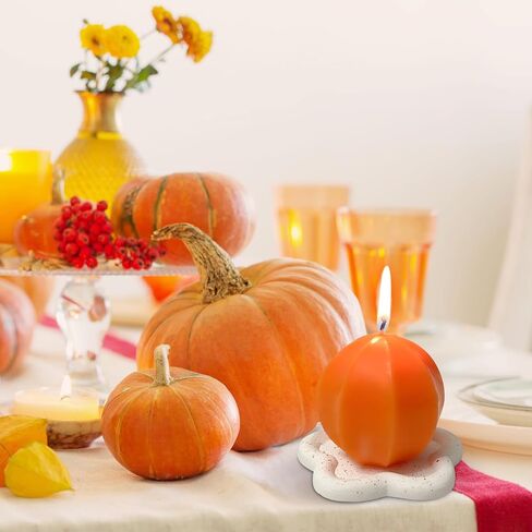2 Pack Orange Pillar Candles, Octagonal Ball Candles for Wedding Dinner Fall Harvest Halloween and Home Decor, Dripless Smokeless and Clean Burning in Saudi Arabia