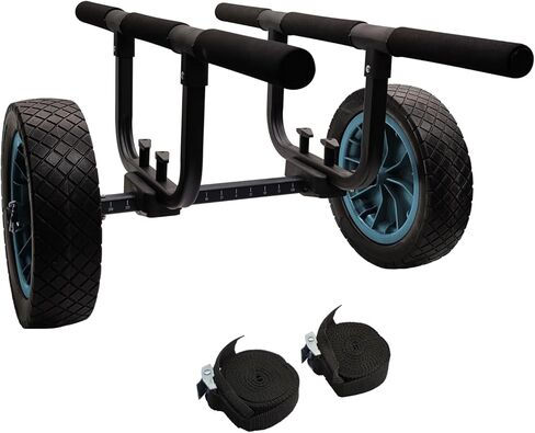 JOIERW Heavy Duty Kayak Cart, Width Adjustable Canoe Cart with 12inch Flatfree Beach Wheels Boat Dolly Cart Transport Carrier in Kuwait