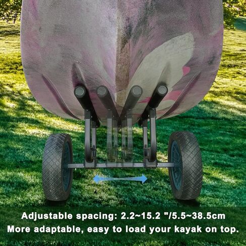 JOIERW Heavy Duty Kayak Cart, Width Adjustable Canoe Cart with 12inch Flatfree Beach Wheels Boat Dolly Cart Transport Carrier in Kuwait