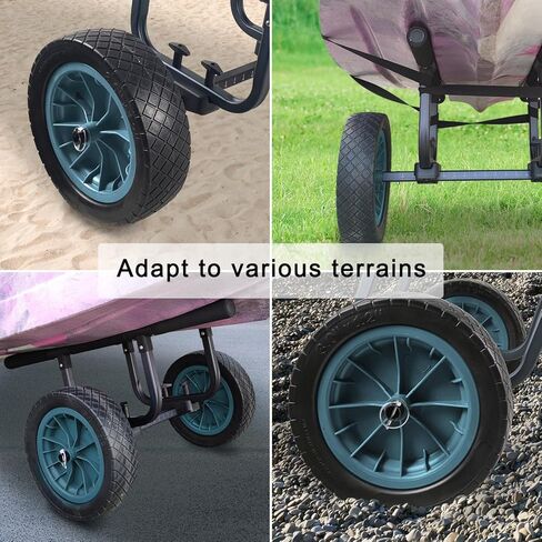 JOIERW Heavy Duty Kayak Cart, Width Adjustable Canoe Cart with 12inch Flatfree Beach Wheels Boat Dolly Cart Transport Carrier in Kuwait