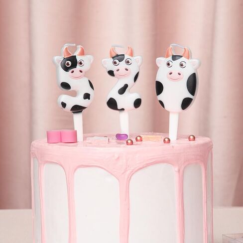 Cake Candle,Milk Cow Number Candles,Cute Cow Birthday Cake,Topper for Farm Cowboy Animal Theme Shower Birthday Candles Birthday Party Supplies in Saudi Arabia