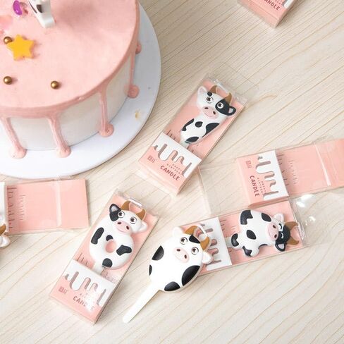 Cake Candle,Milk Cow Number Candles,Cute Cow Birthday Cake,Topper for Farm Cowboy Animal Theme Shower Birthday Candles Birthday Party Supplies in Saudi Arabia