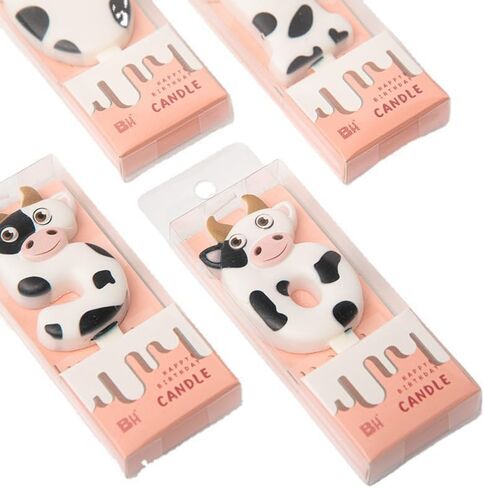 Cake Candle,Milk Cow Number Candles,Cute Cow Birthday Cake,Topper for Farm Cowboy Animal Theme Shower Birthday Candles Birthday Party Supplies in Saudi Arabia