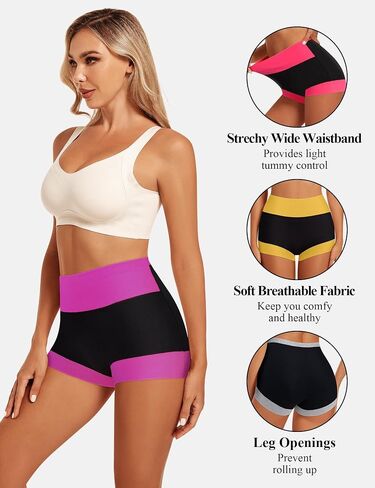 MEIYATING Boy Shorts Underwear for Women High Waisted Cotton Panties Stretch Briefs 4 Pack… in Kuwait