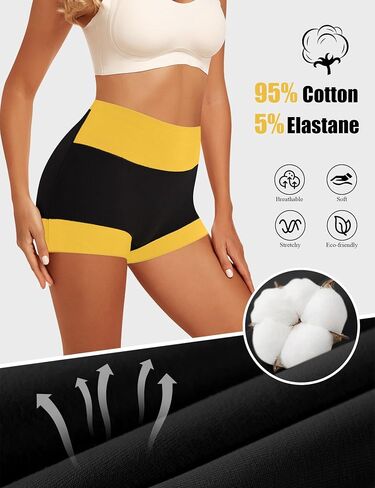 MEIYATING Boy Shorts Underwear for Women High Waisted Cotton Panties Stretch Briefs 4 Pack… in Kuwait