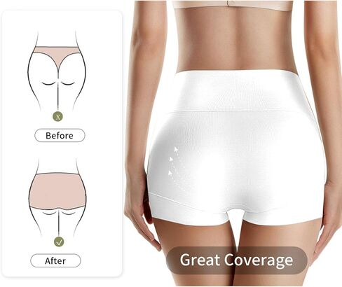 MEIYATING Boy Shorts Underwear for Women High Waisted Cotton Panties Stretch Briefs 4 Pack… in Kuwait
