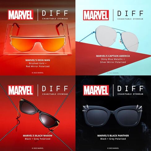 DIFF | Marvel Avengers Black Panther Cat Eye Style Sunglasses for Women Polarized UV400 Protection, Black + Grey, Black + Grey, Medium in Saudi Arabia