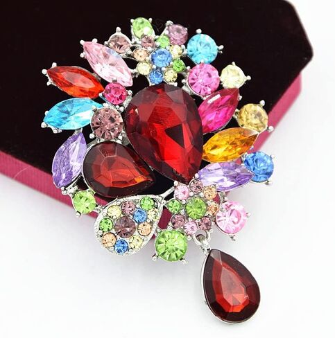 Womens Vintage Fashion Brooch Crystal Antiqued Gold Tone Bridal Big Teardrop Bouquet Style For Party Wedding Jewelry in Saudi Arabia