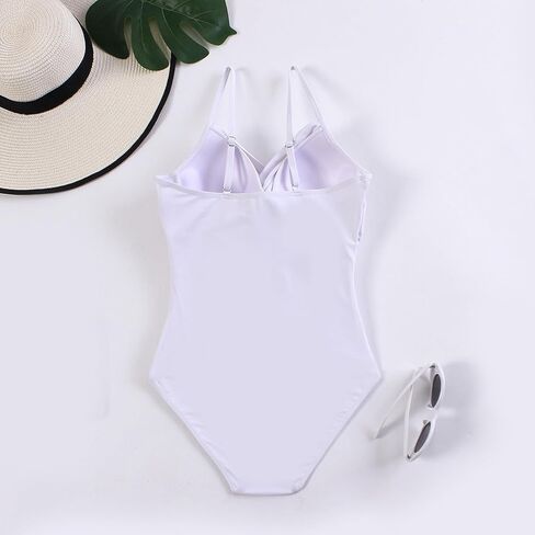 Women One Piece Suspender Swimsuit Cross Pleated Sexy Solid Beach Party Swimwear in Kuwait