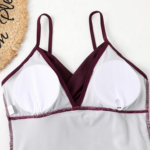 Women One Piece Suspender Swimsuit Cross Pleated Sexy Solid Beach Party Swimwear in Kuwait