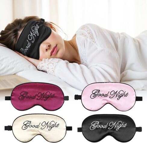 4 Pcs Funny Sleep Eye Mask Soft Silk Blindfold Eye Sleeping Mask with Adjustable Strap Blackout Side Sleeper Eye Covers Travel Eye Mask Sleeping Night for Women Men Nap Meditation in Saudi Arabia
