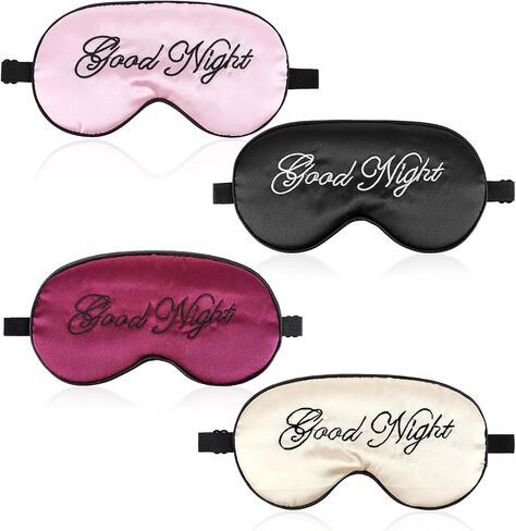4 Pcs Funny Sleep Eye Mask Soft Silk Blindfold Eye Sleeping Mask with Adjustable Strap Blackout Side Sleeper Eye Covers Travel Eye Mask Sleeping Night for Women Men Nap Meditation in Saudi Arabia