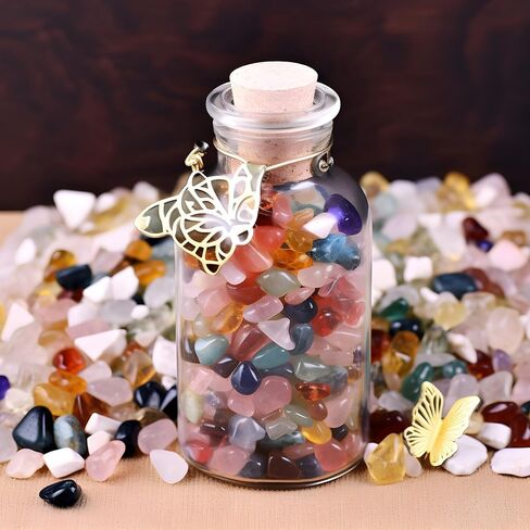 رقائق كريستال مختلطة مصقولة 200 قطعة - 10 أونصة من رقائق الحجر المكسرة وأحجار زجاج البحر للشفاء من كريستال الريكي لصنع ديكور المنزل in Kuwait