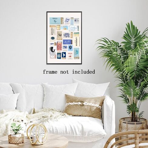 Light Blue Preppy Matchbox Wall Art Prints Trendy Coastal Life Collage Poster Funky Girly Room Decor Ocean Matchbook Posters Dorm Room Decor 8x12inch Unframed in Saudi Arabia