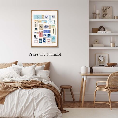 Light Blue Preppy Matchbox Wall Art Prints Trendy Coastal Life Collage Poster Funky Girly Room Decor Ocean Matchbook Posters Dorm Room Decor 8x12inch Unframed in Saudi Arabia
