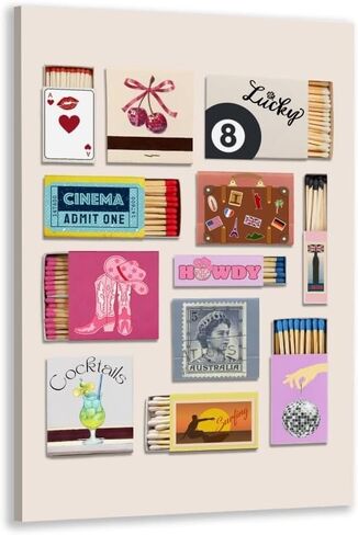 Light Blue Preppy Matchbox Wall Art Prints Trendy Coastal Life Collage Poster Funky Girly Room Decor Ocean Matchbook Posters Dorm Room Decor 8x12inch Unframed in Saudi Arabia