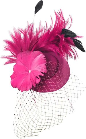 JIAHG عصابة رأس نسائية مع ريشة شبكية للكنيسة ديربي حفل زفاف الشاي زي أغطية الرأس قبعة صندوق حبوب منع الحمل in Kuwait