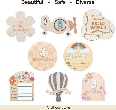 Baby Monthly Milestone Cards - Wooden Monthly Milestone Discs - Newborn Photography Props to Document Your Baby´s Growth - Baby Announcement Sign (Butterfly) in Kuwait