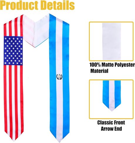 Guatemala Flag Graduation Stole, Graduation Sash for Guatemalan International Students in Saudi Arabia