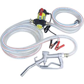 12V Fuel Transfer Pump, Diesel Transfer Pump with Nozzle Hose for Diesel, Kerosene, Machine, Transformer Oil, 12 GPM Self Priming DC Electric Diesel Fuel Transfer Pump Kit.