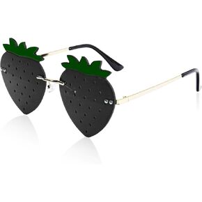 Rimless Strawberry Shape Sunglasses for Women Men Party Halloween Christmas Cosplay Glasses Prom Accessories