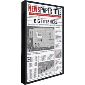 11x22 Newspaper Frame Solid Wood - Matte Black Finish - Matches Any Decor - Size 11x22 - Shatter Guard UV Coated Acrylic, Acid Free Interior