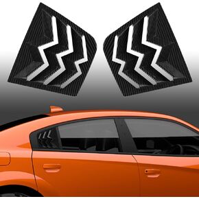LitMiRaCle Window Louvers for Dodge Charger 2011-2022, Lambo Style Rear+Side Windshield Sun Shade Cover for SXT GT R/T Scat Pack SRT Hellcat Widebody Redeye Daytona All Weather ABS (Bright Black)
