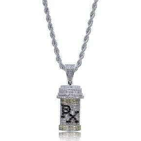 LC8 Jewelry Hip Hop PX Design Z Capsule Medicine Pill Holder Container Pendant Cremation Urn Necklace with 24 Inch Stainless Steel